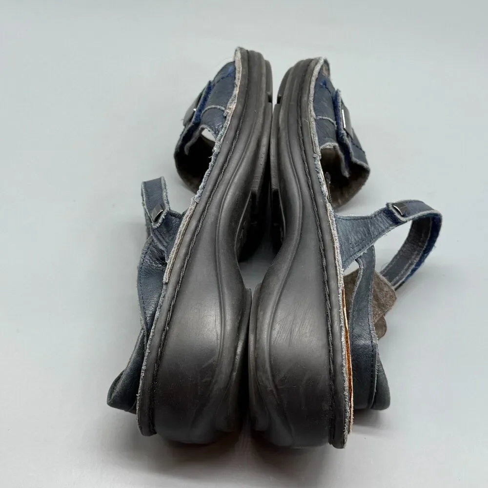 Naot Papaya Women's 9.5 Navy Leather Strappy Sandals Wedge Classic Comfort